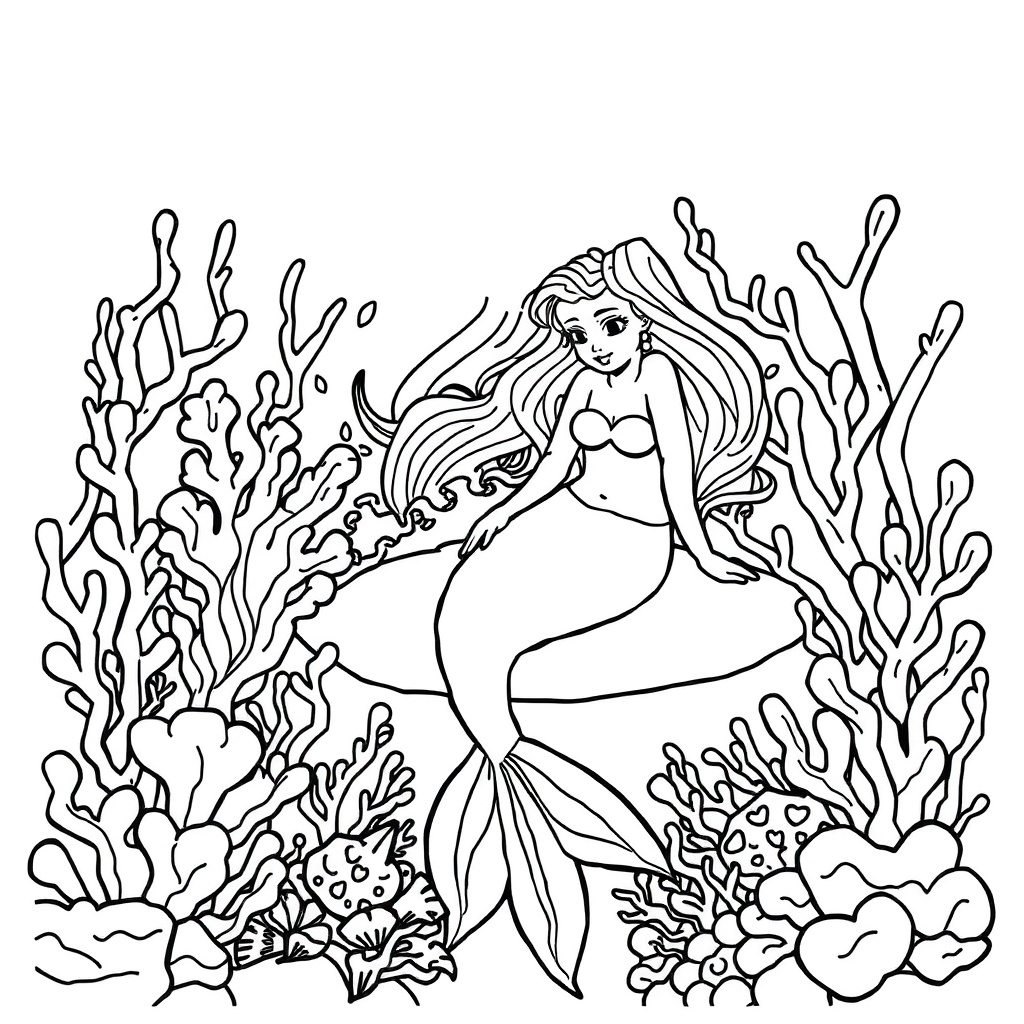 mermaid coloring page 8