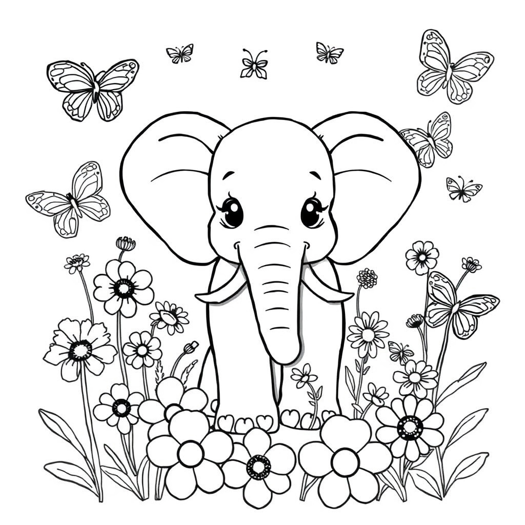 elephant coloring page 8