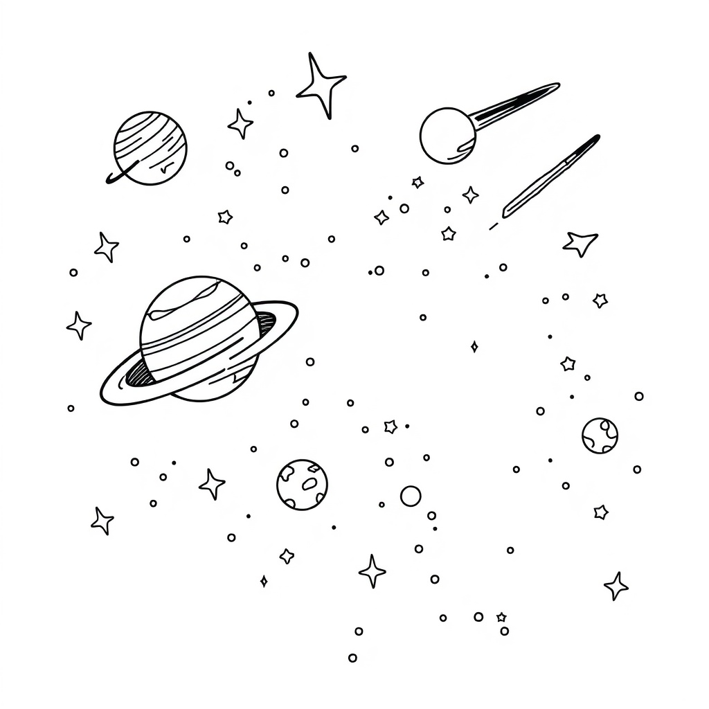 space coloring page 6
