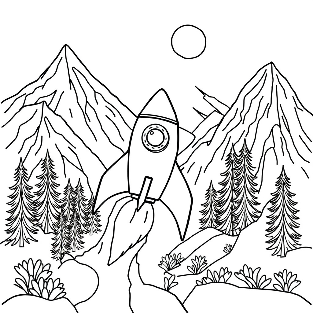 rocket coloring page 6