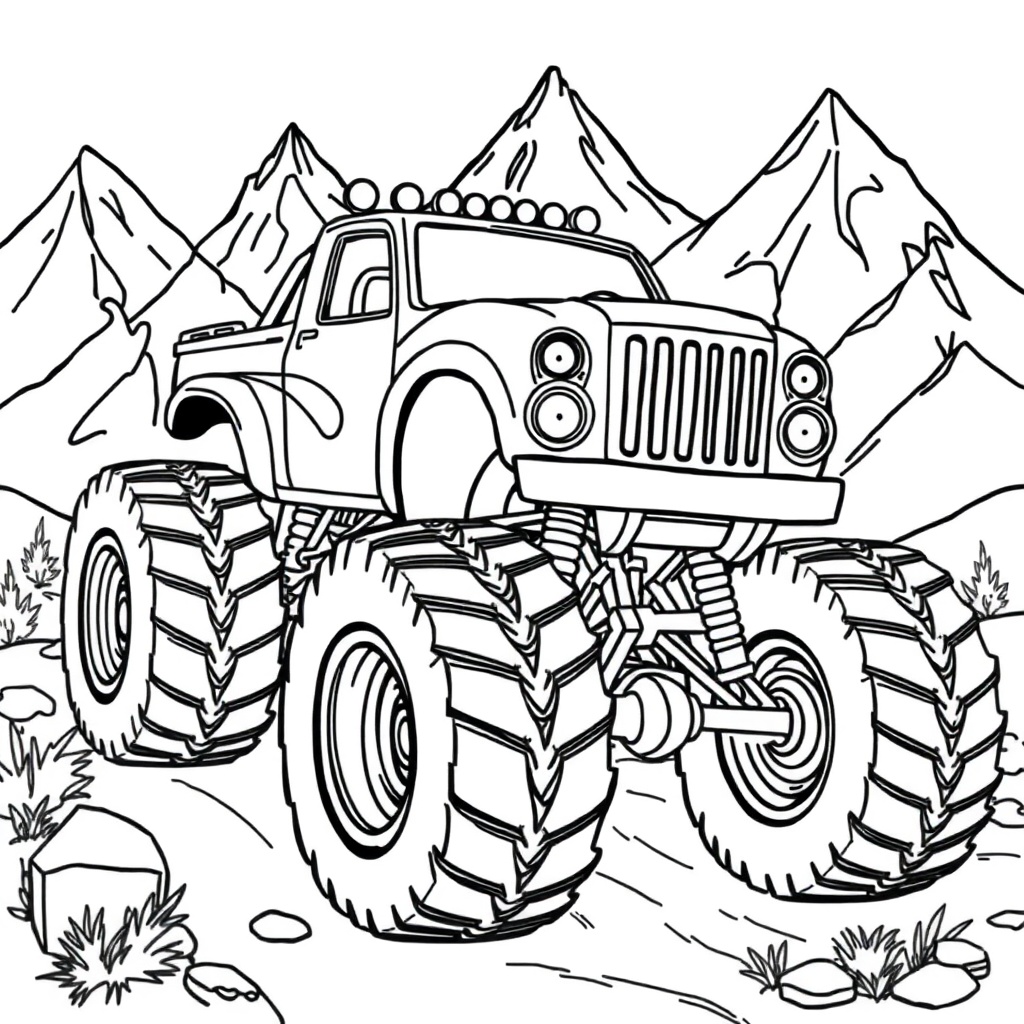 monster truck coloring page 6