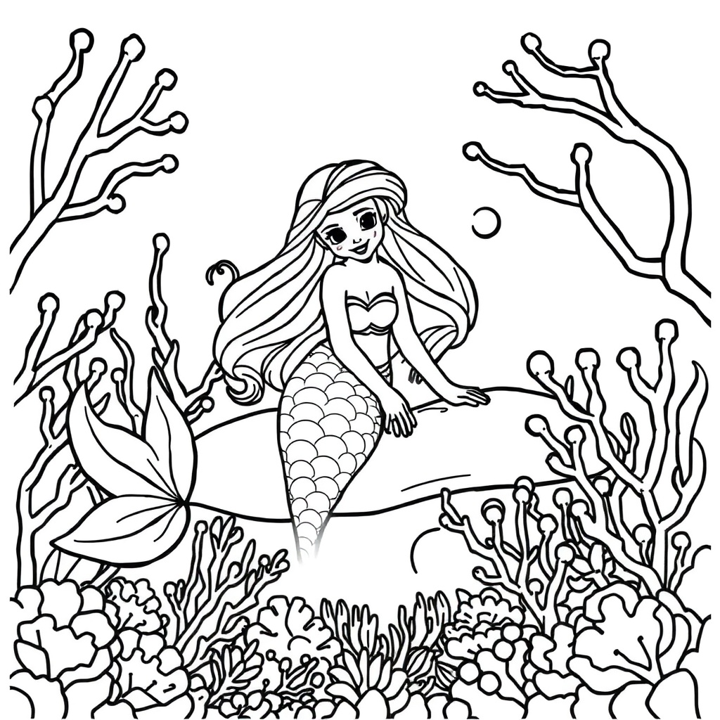 mermaid coloring page 8