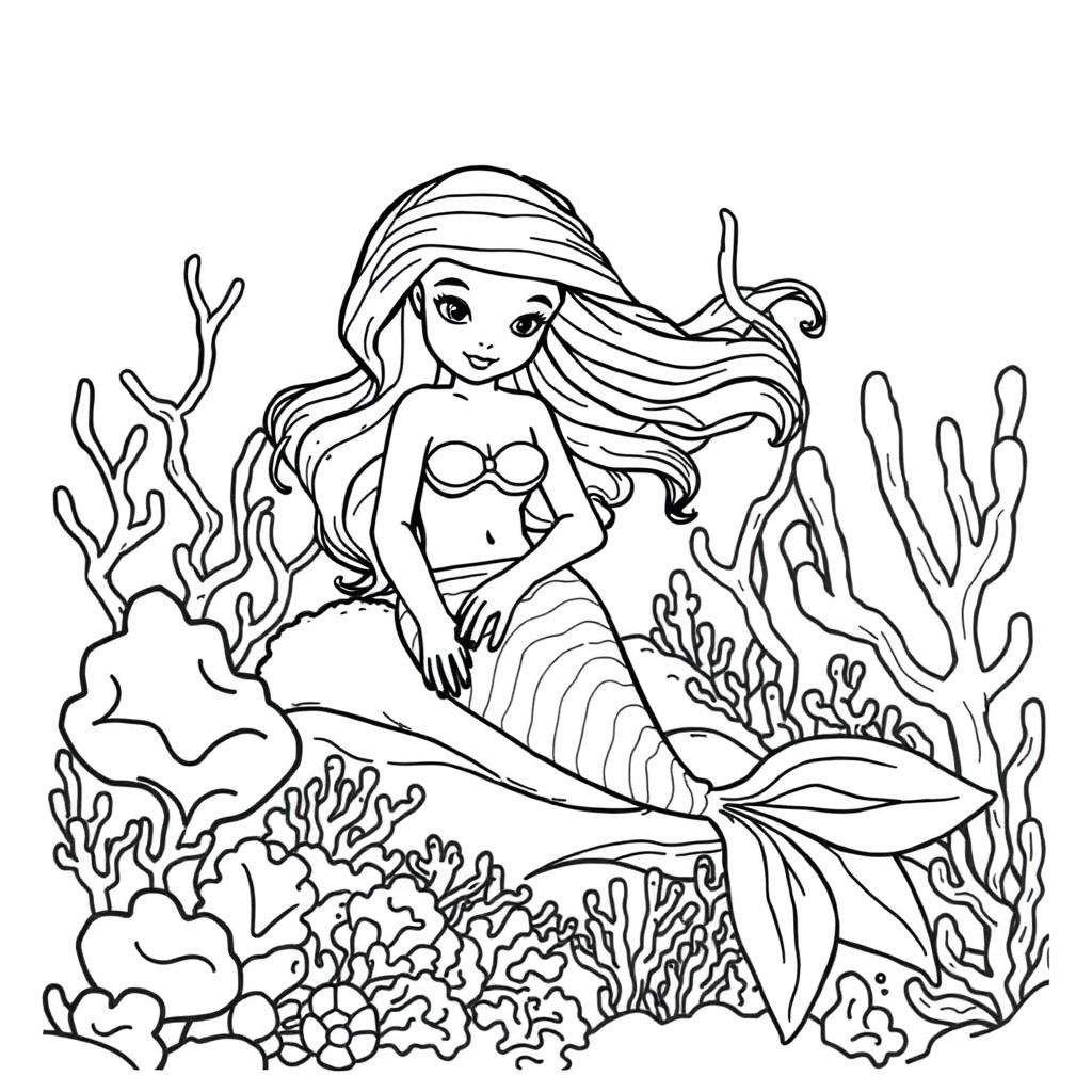 mermaid coloring page 8