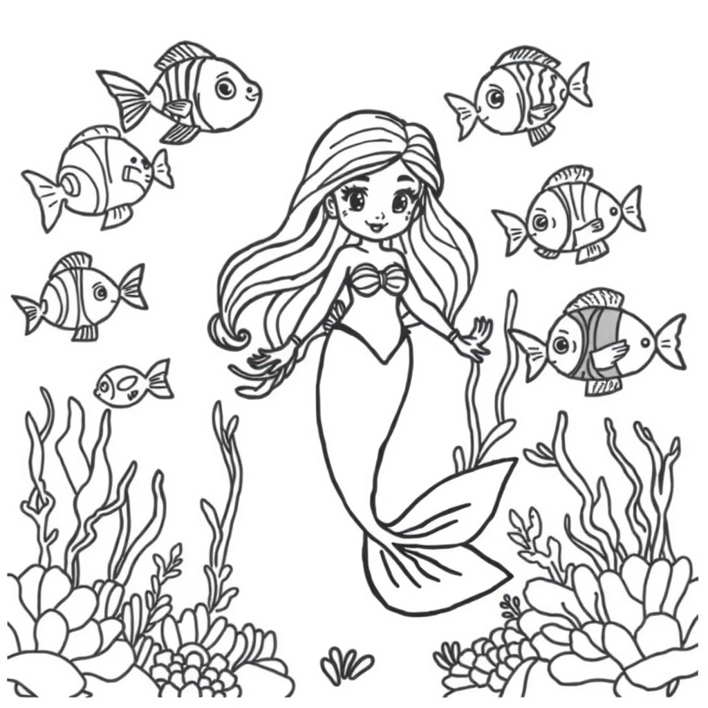 mermaid coloring page 6