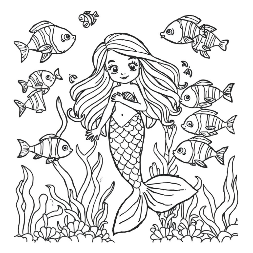 mermaid coloring page 6