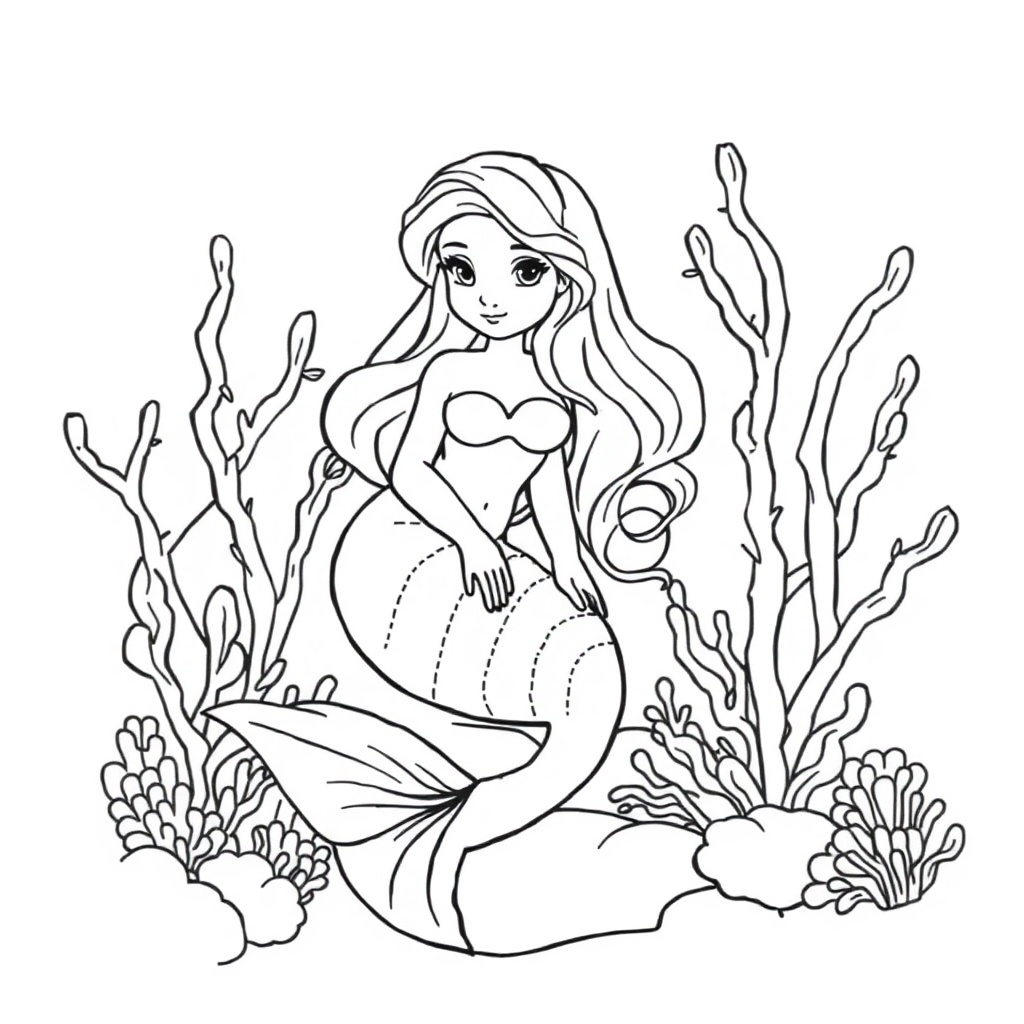mermaid coloring page 8