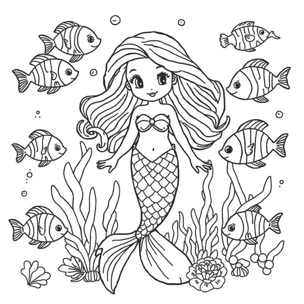 mermaid coloring page 6