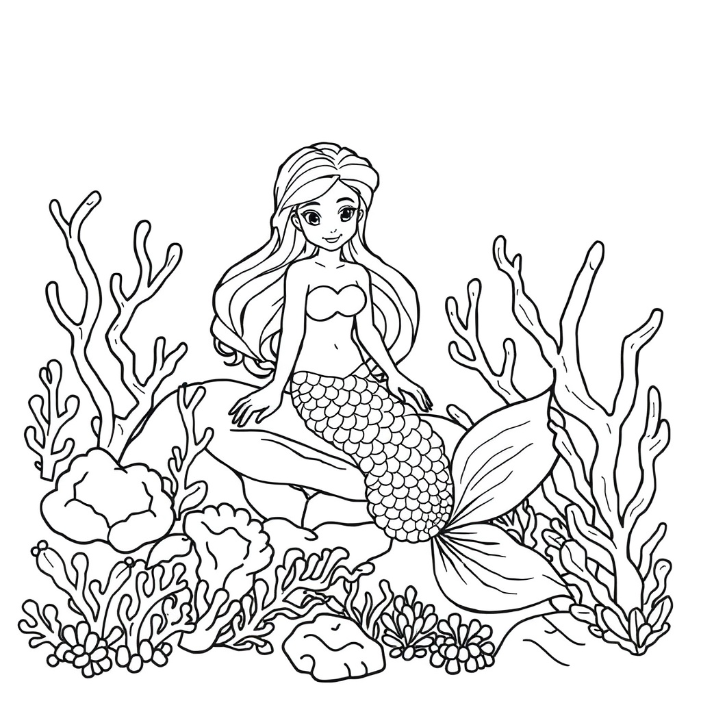 mermaid coloring page 8