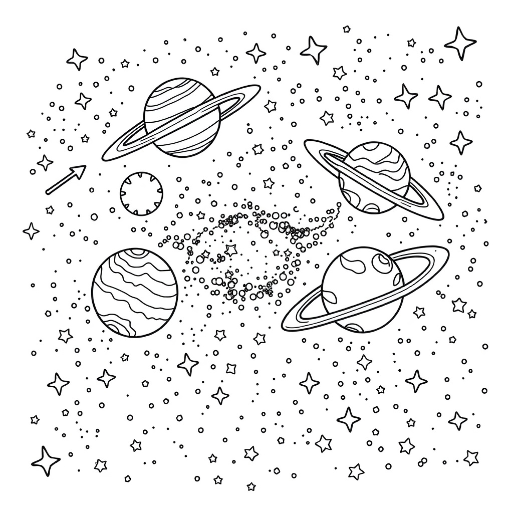 space coloring page 6