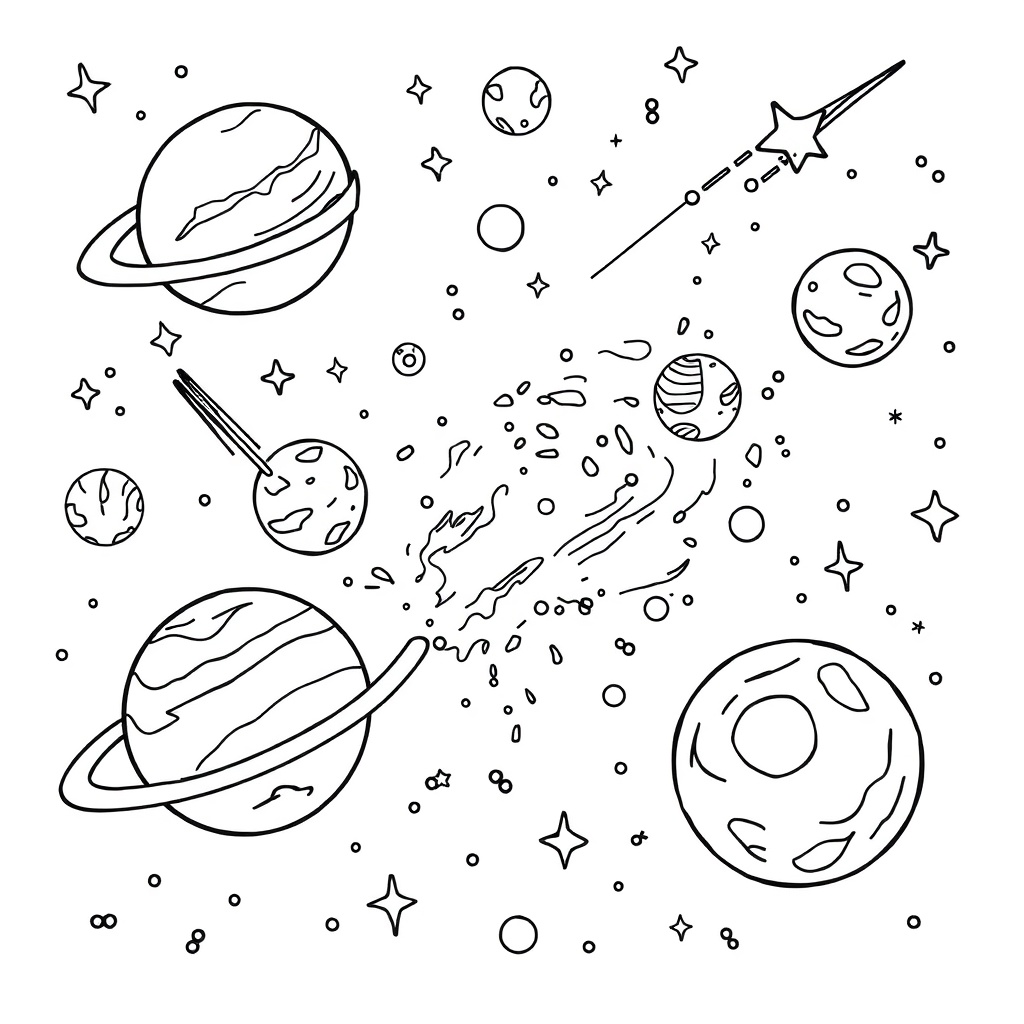space coloring page 6