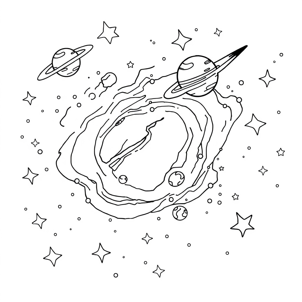 space coloring page 6