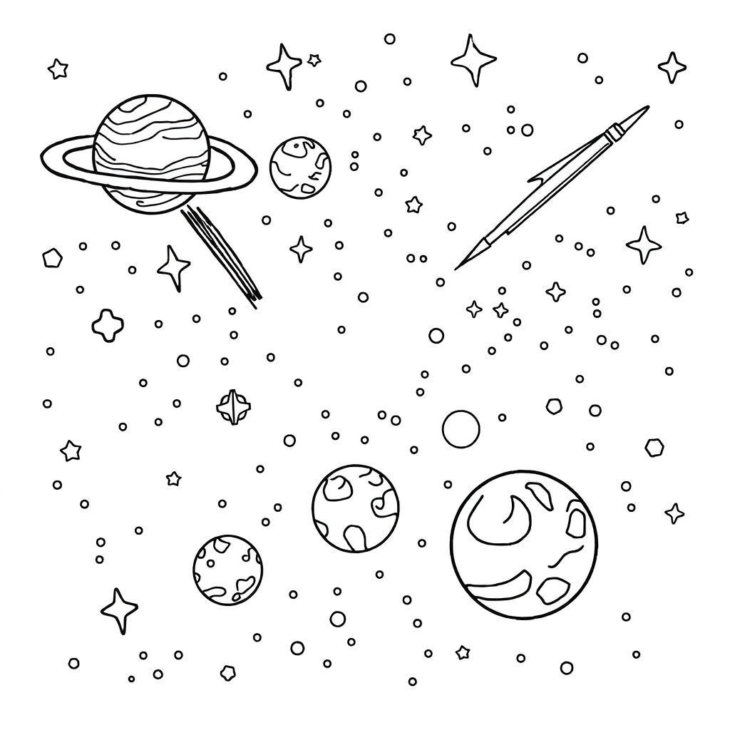 space coloring page 6
