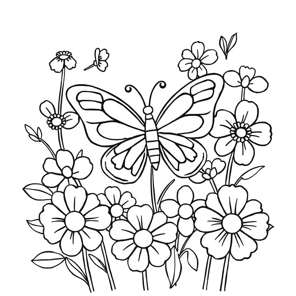 simple butterfly coloring page 5