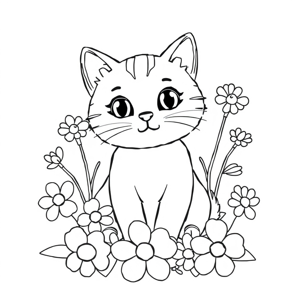 cute cat coloring page 5