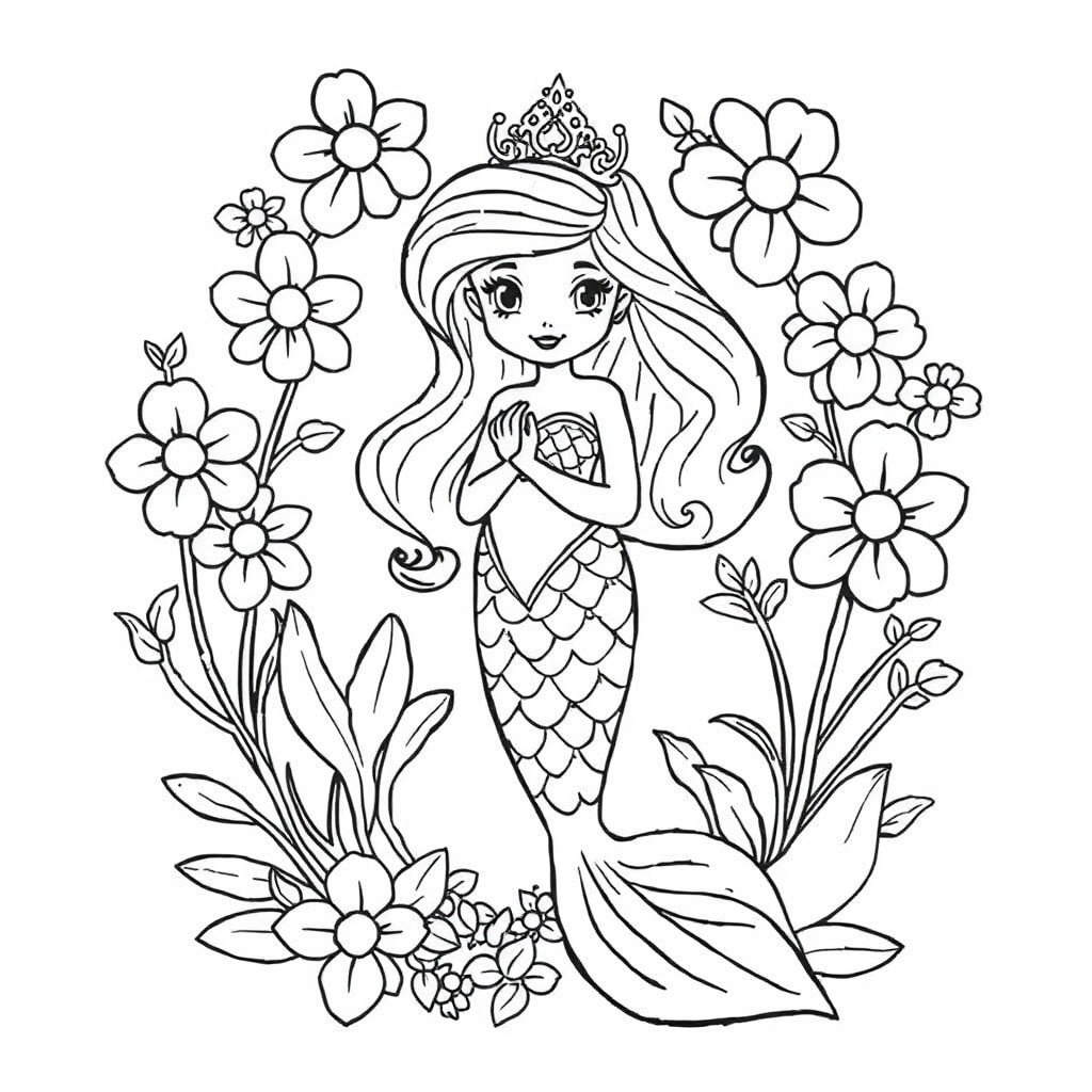 mermaid princess coloring page 5