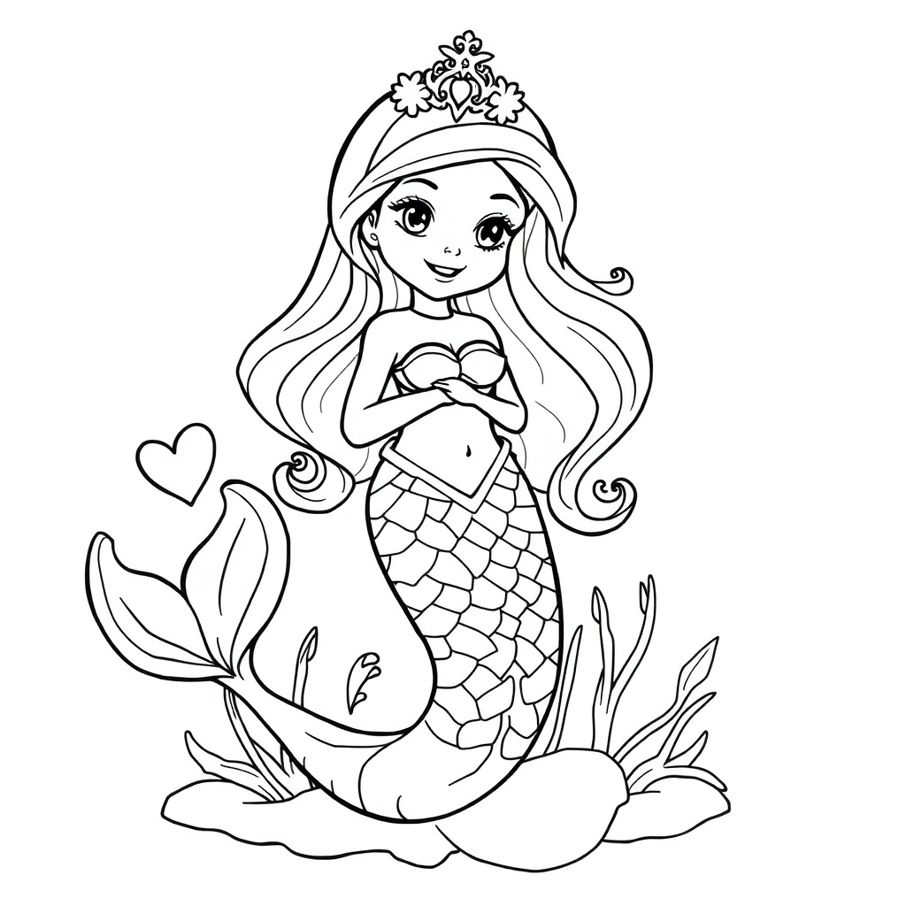 mermaid princess coloring page 6