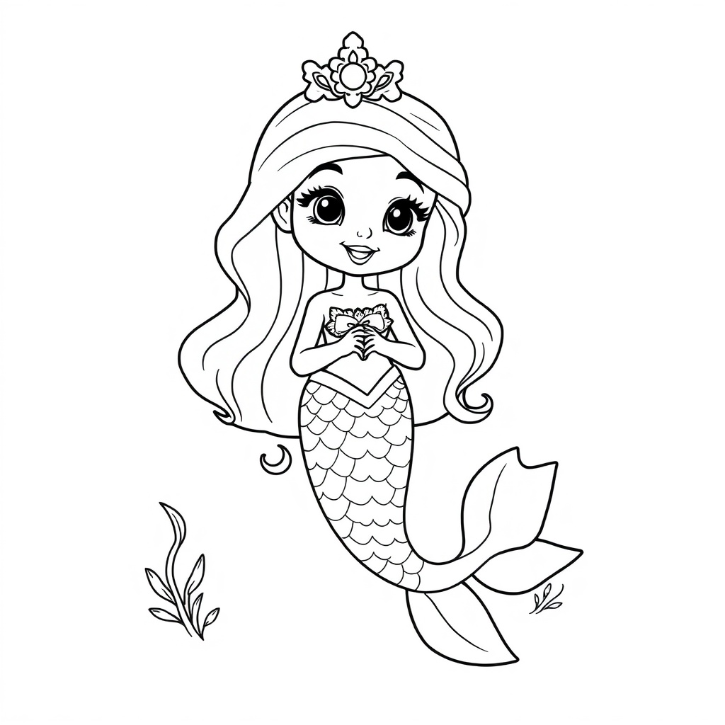 mermaid princess coloring page 8
