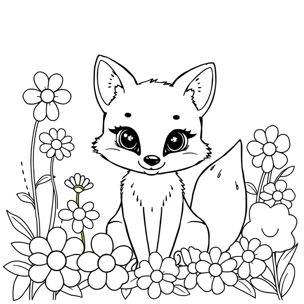 cute fox coloring page 5