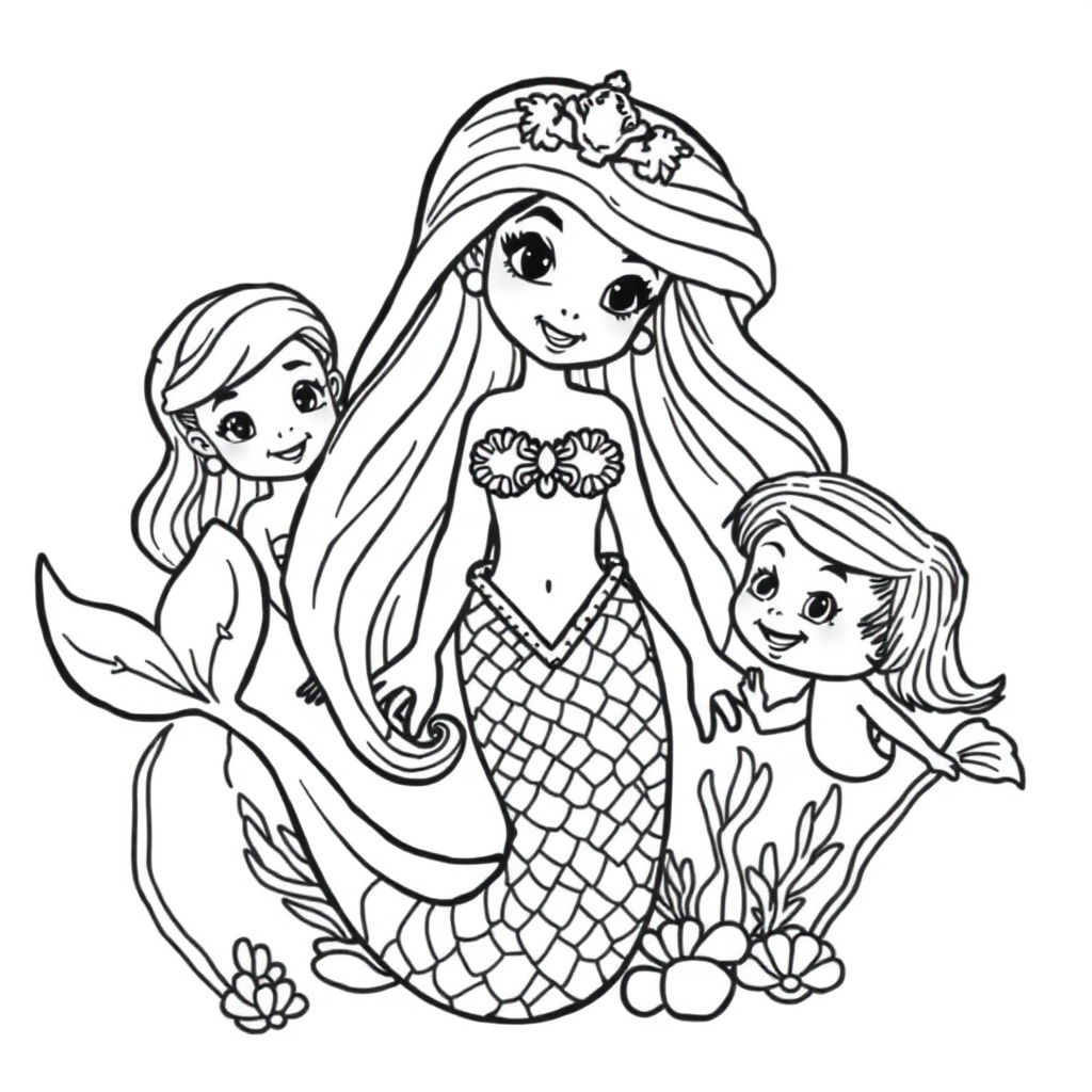 mermaid princess coloring page 7