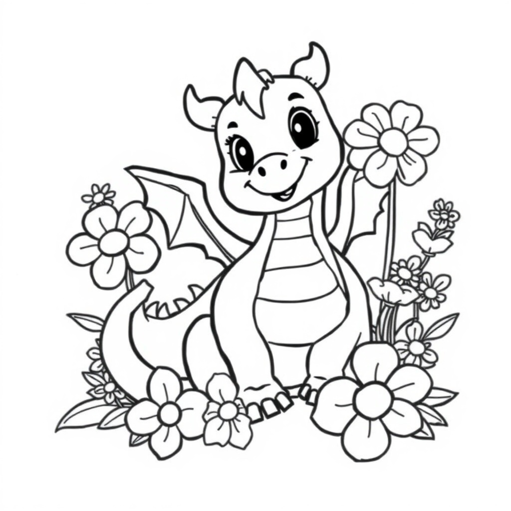 cute dragon coloring page 5