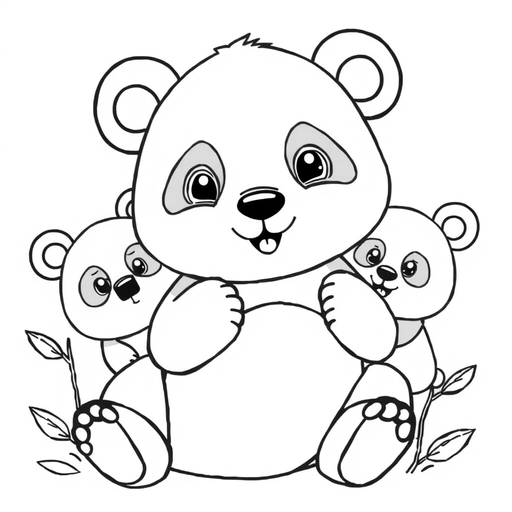 cute panda coloring page 7