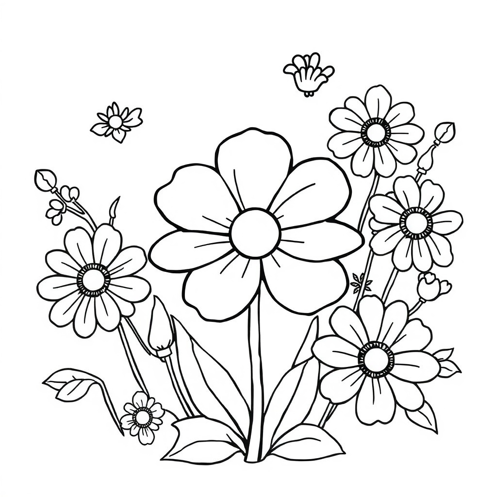 simple flower coloring page 5