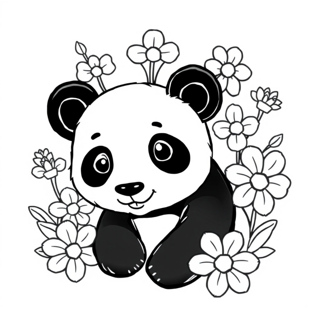 cute panda coloring page 5