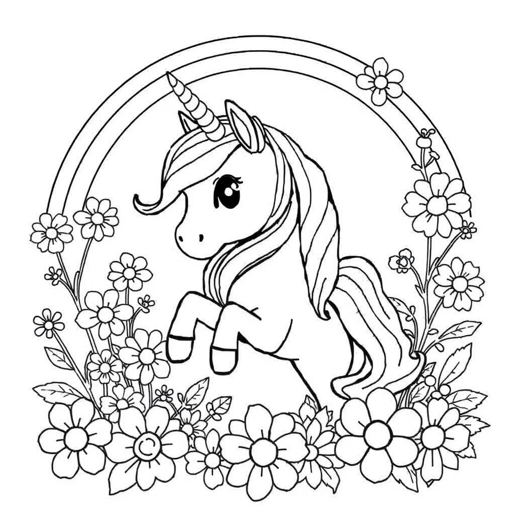rainbow unicorn coloring page 5