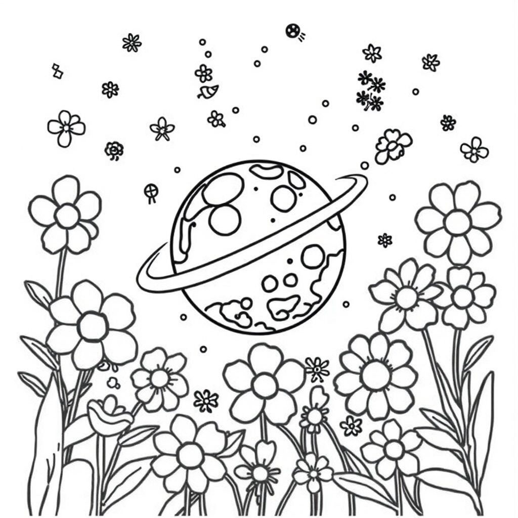 outer space coloring page 5