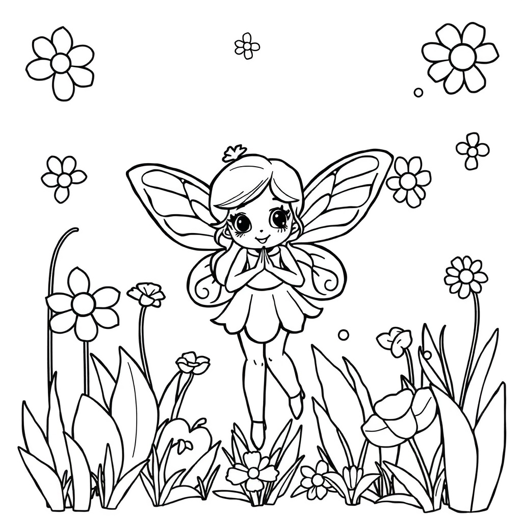 fairy garden coloring page 8