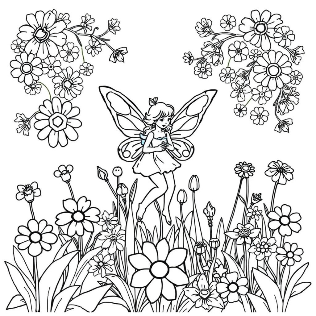 fairy garden coloring page 5