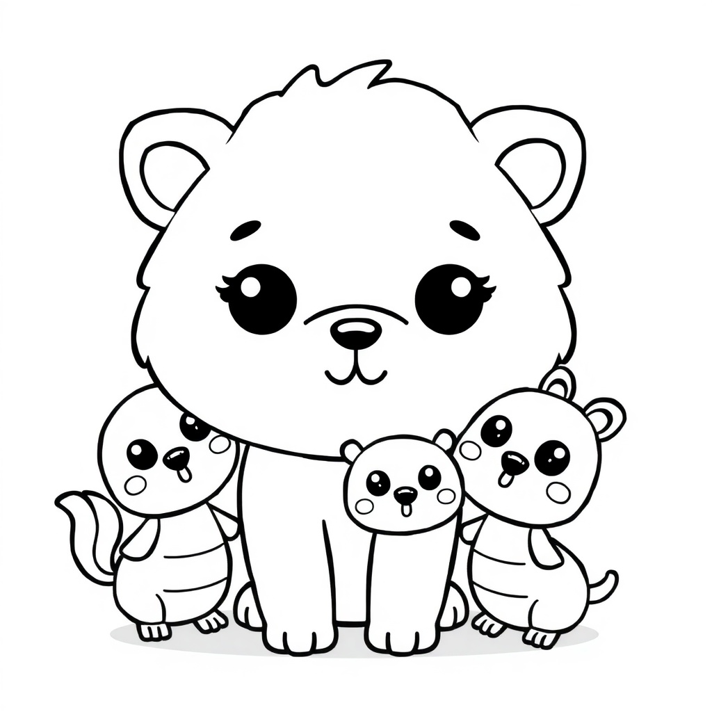 kawaii animal coloring page 7