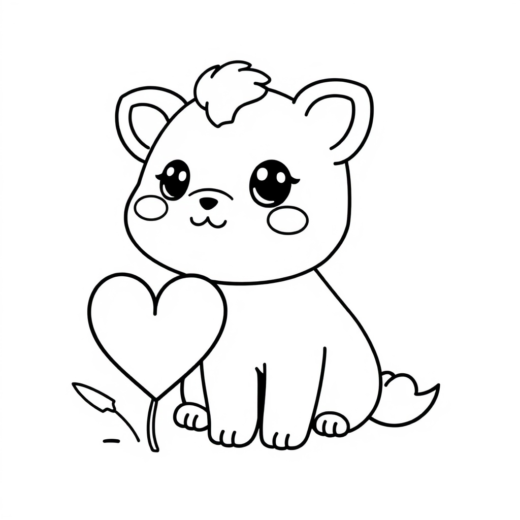 kawaii animal coloring page 6