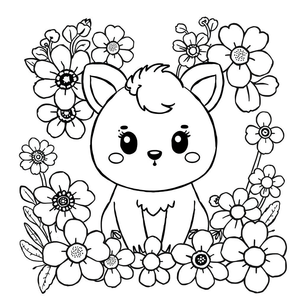 kawaii animal coloring page 5