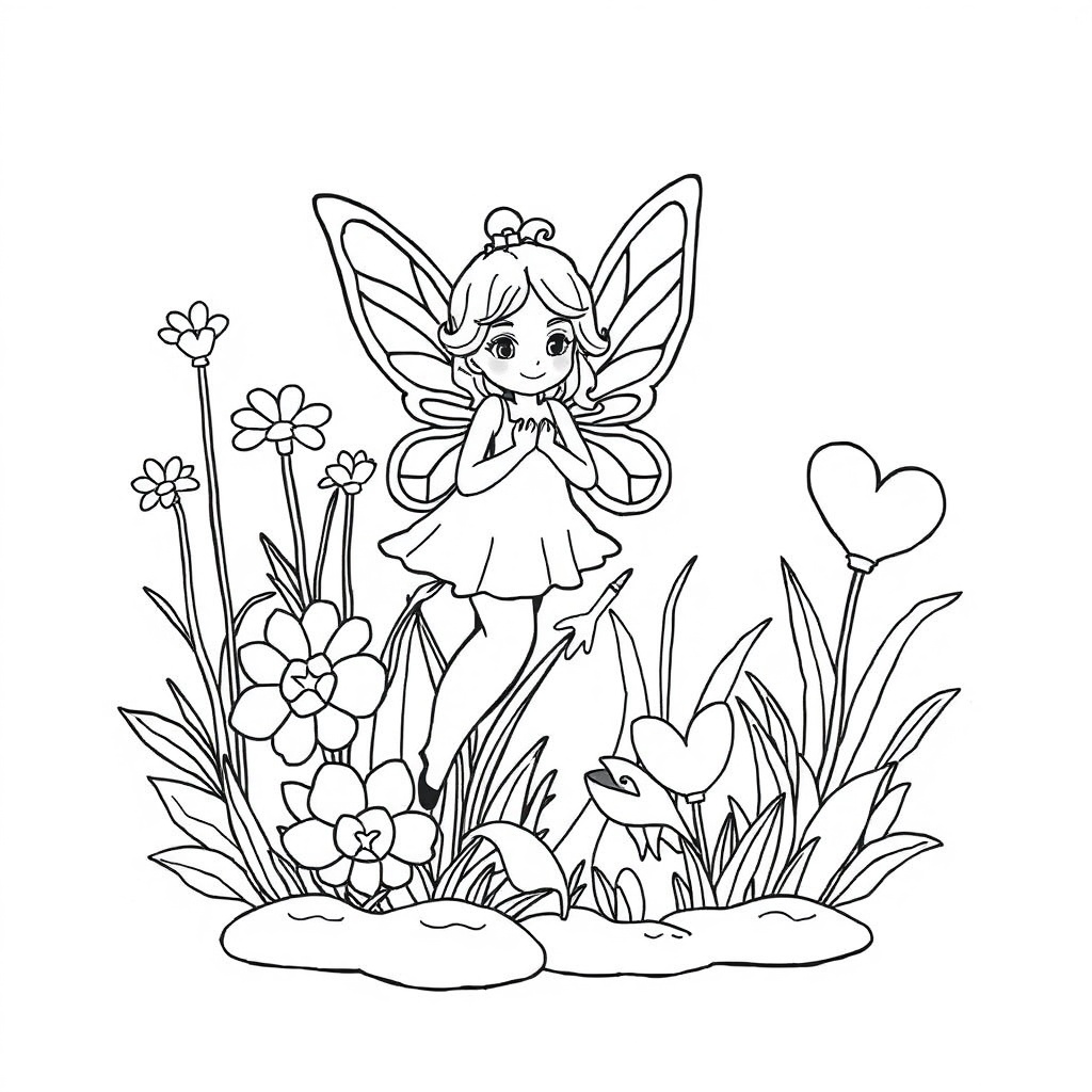 fairy garden coloring page 6