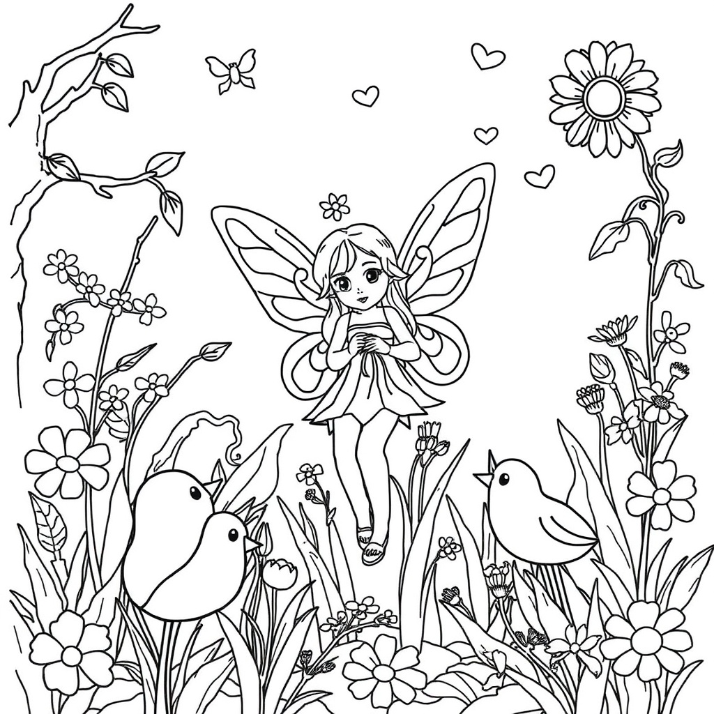 fairy garden coloring page 7