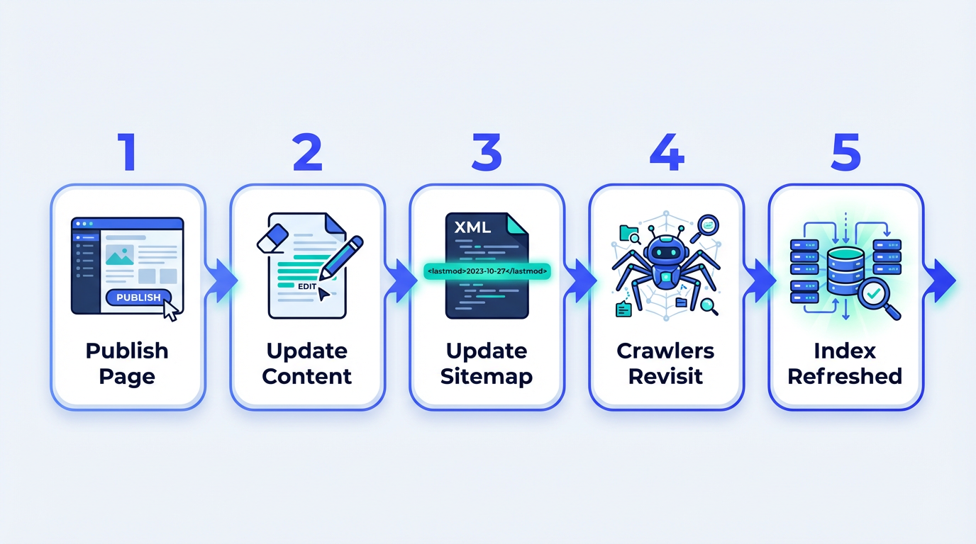 Sitemap lastmod freshness signal infographic