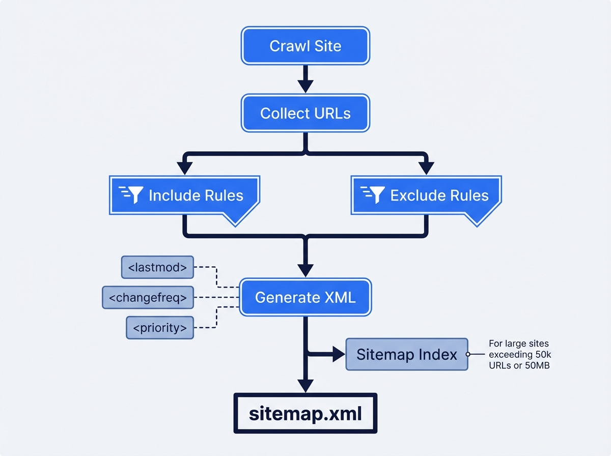 Sitemap generator workflow flowchart