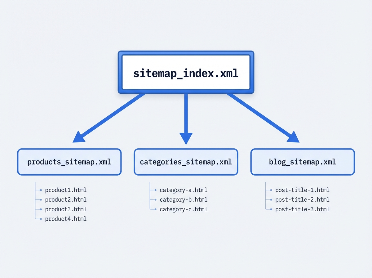 Sitemap index splitting large sites beyond 50,000 URLs