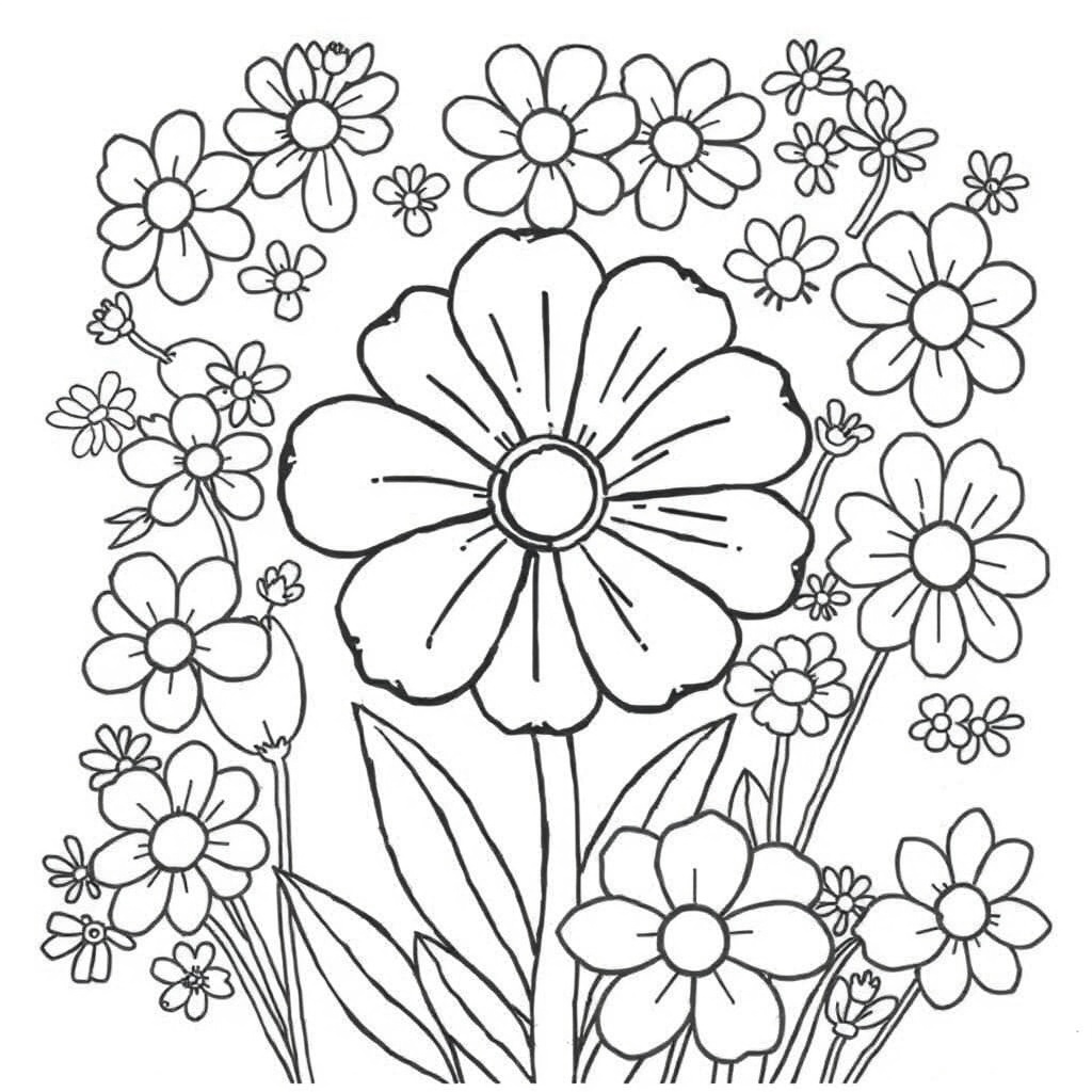 spring flower coloring page 5
