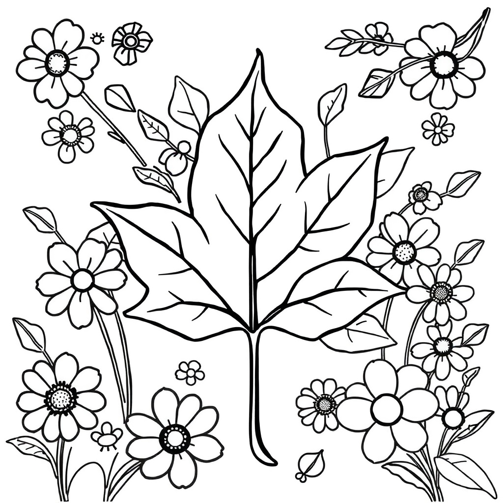 autumn leaves coloring page 5