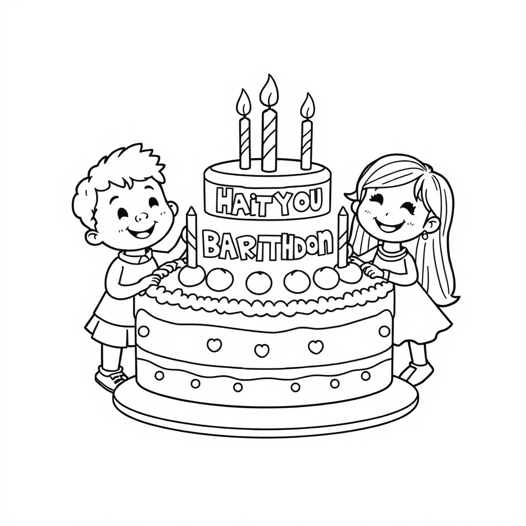 birthday cake coloring page 7