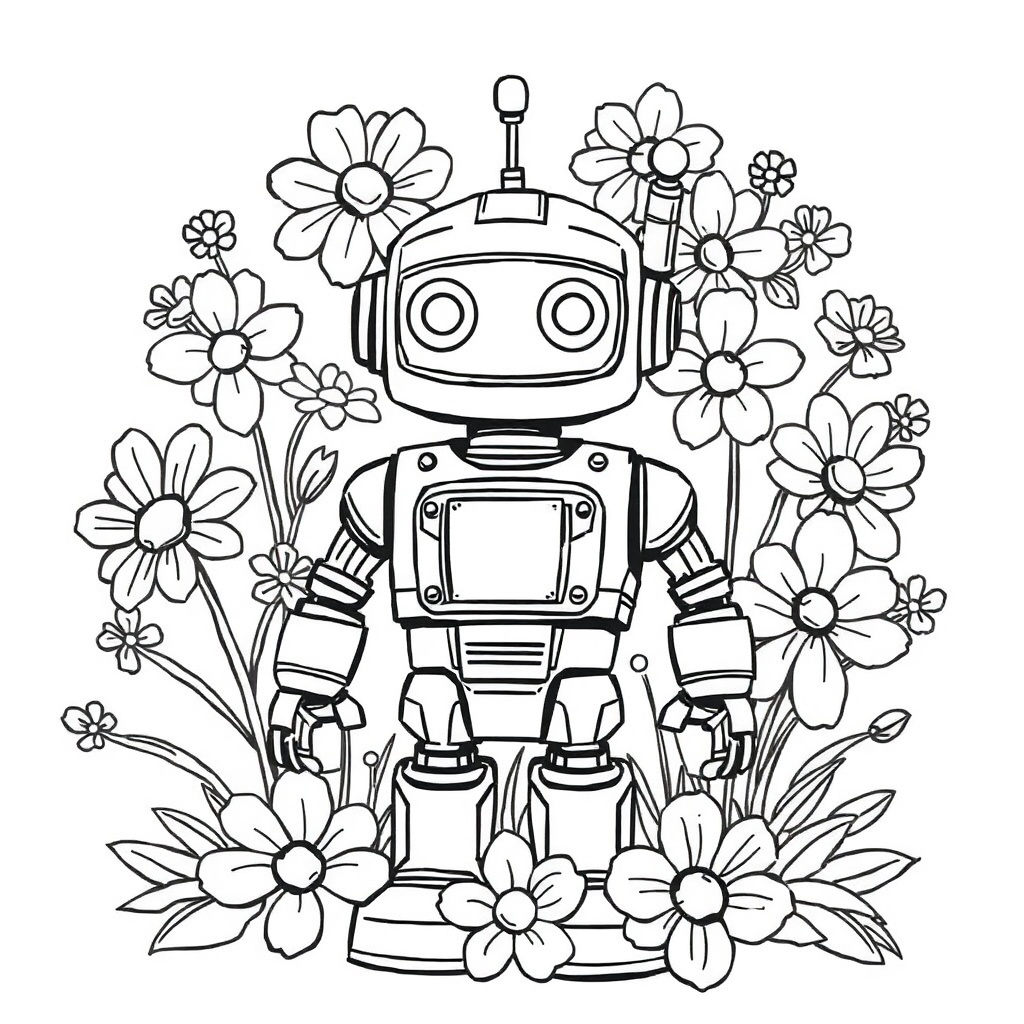 robot coloring page 5