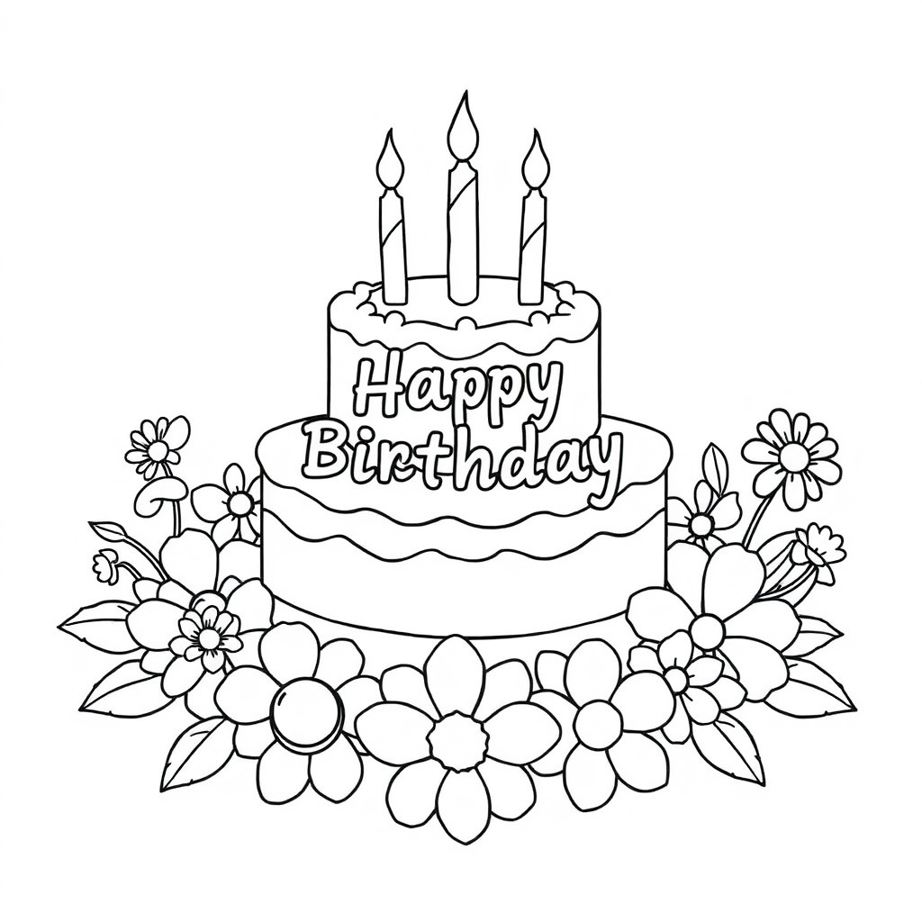 birthday cake coloring page 5