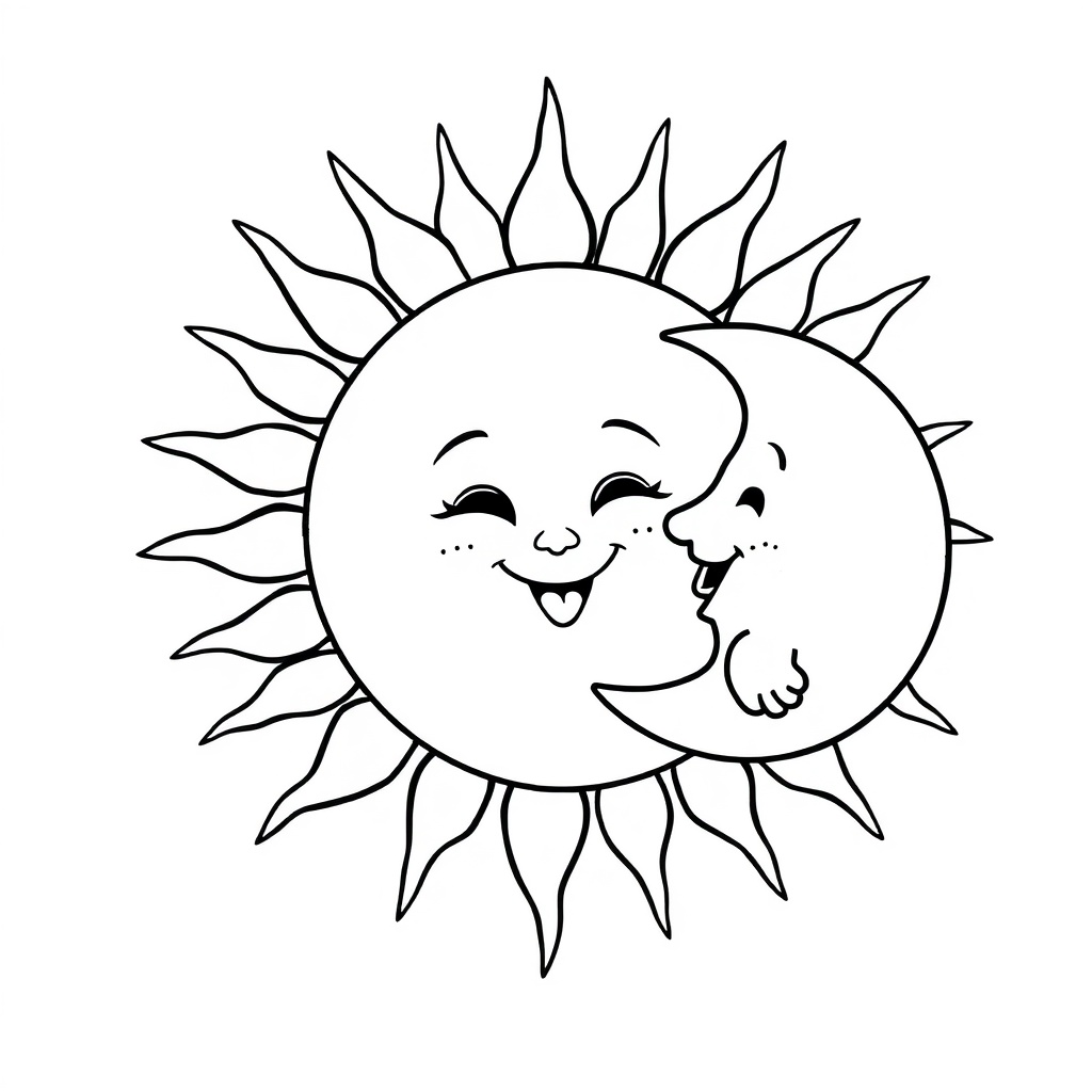 sun and moon coloring page 7