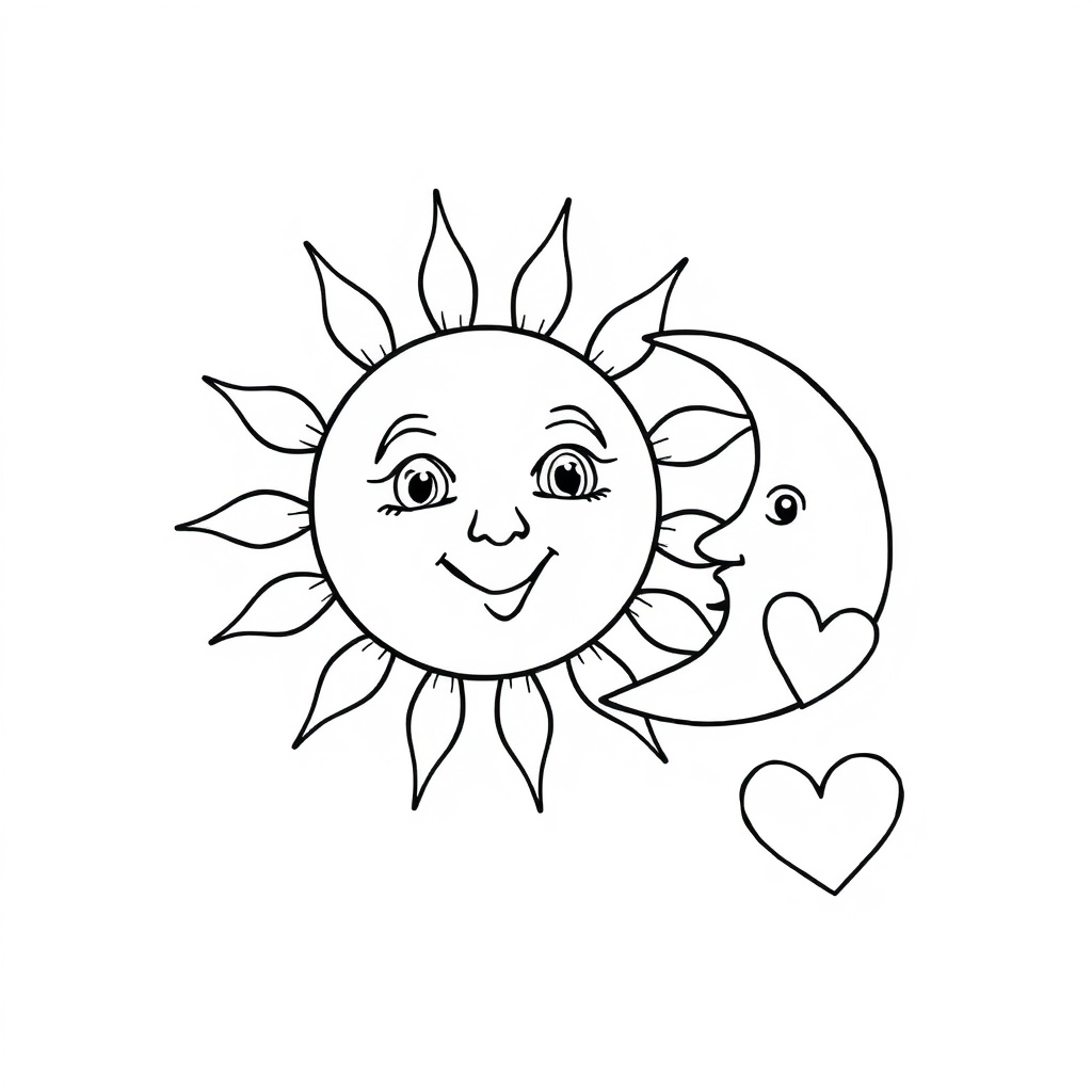 sun and moon coloring page 6