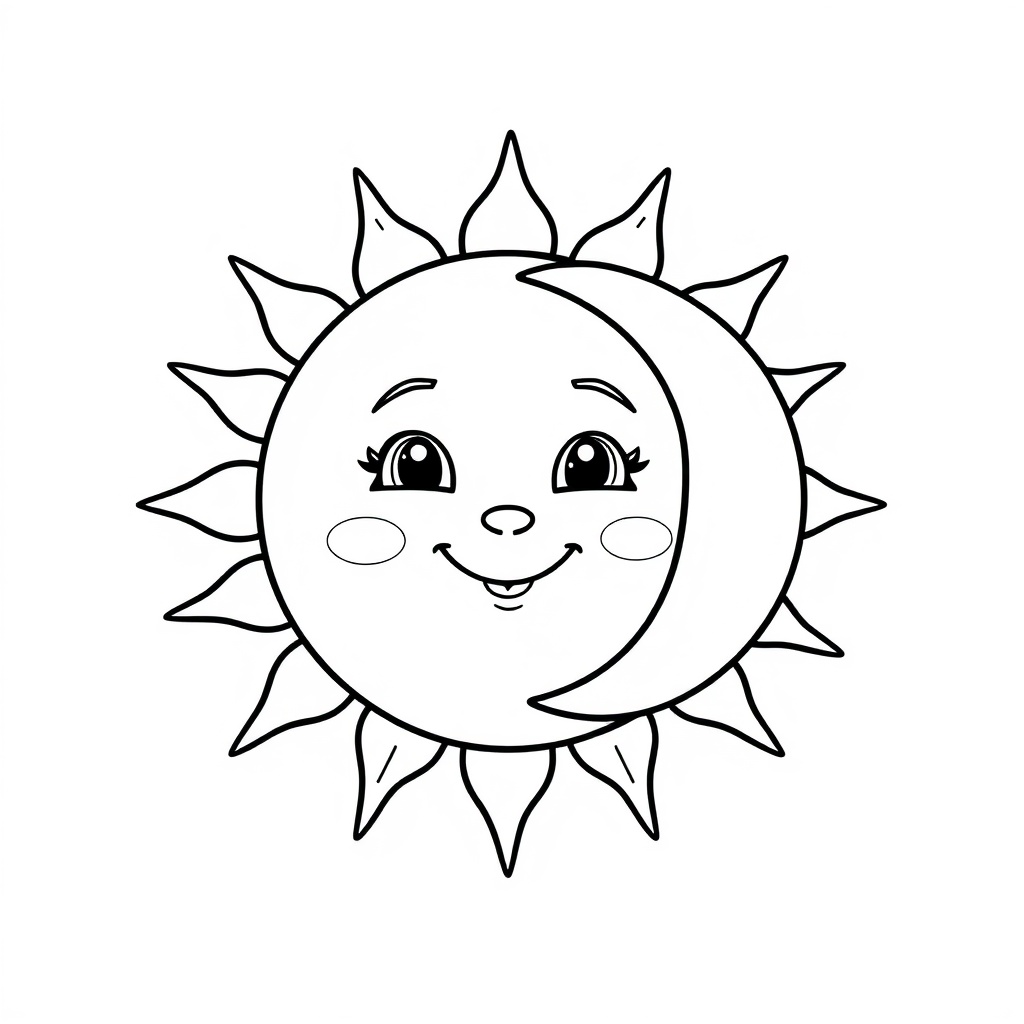 sun and moon coloring page 8