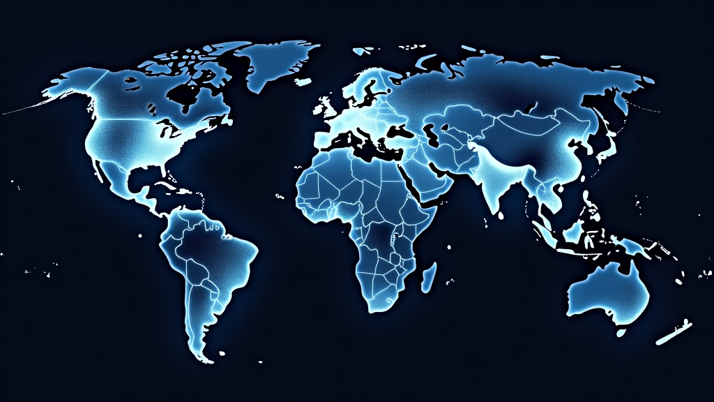 Global server network visualization showing CDN nodes distributed across different continents with performance metrics