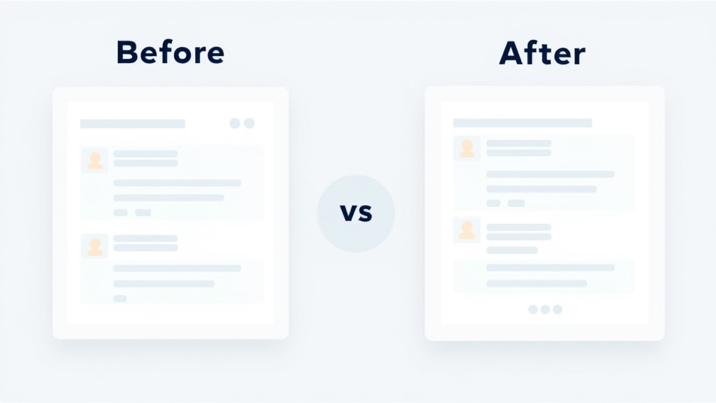 Email template example showing professional outreach format with before and after comparison