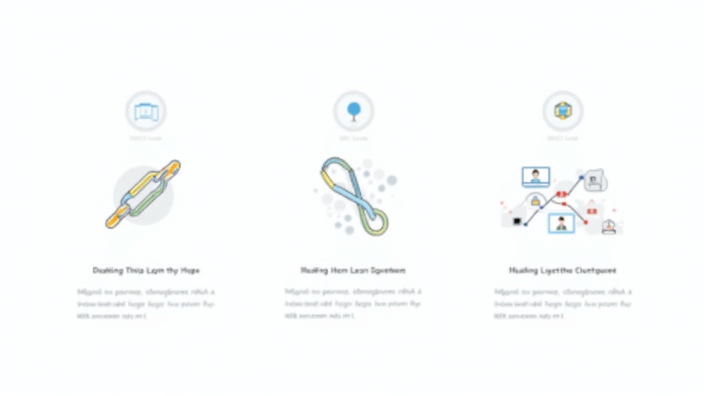 Infographic showing three types of link building strategies with icons and flow charts